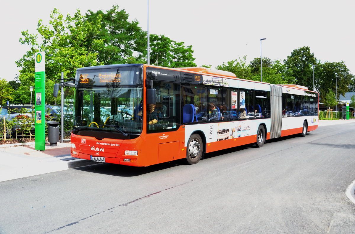 MAN Lion´s City EEV, Gelenk-Linienbus,  Ostwestfalen-Lippe-Bus von DB. in Warburg am 13.07.2017