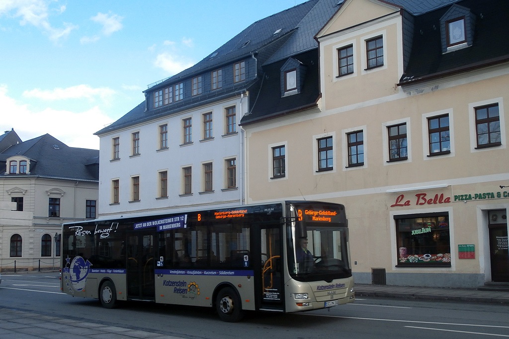 MAN Lion´s City M von Katzenstein Reisen auf der Stadtlinie in Marienberg. (6.2.2014)