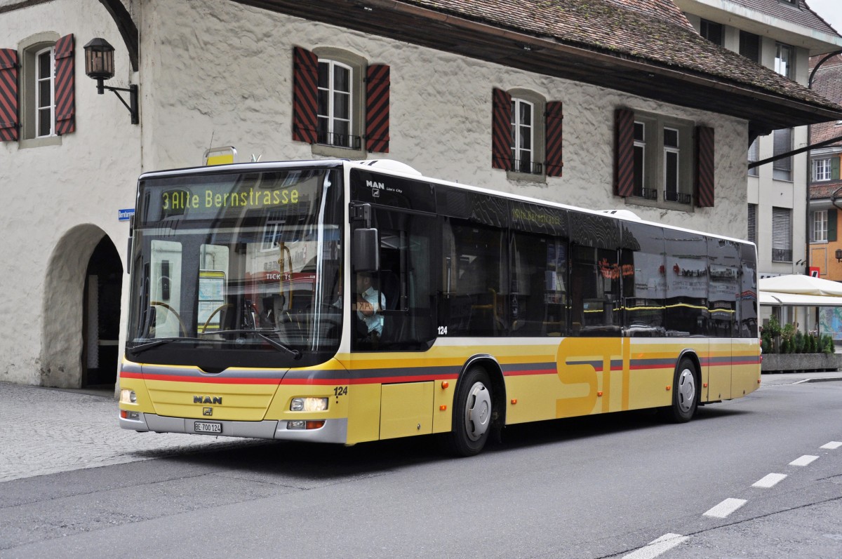 MAN Lions City 124 auf der Linie 3 in der Nähe der Gerberngasse in Thun. Die Aufnahme stammt vom 29.07.2014.