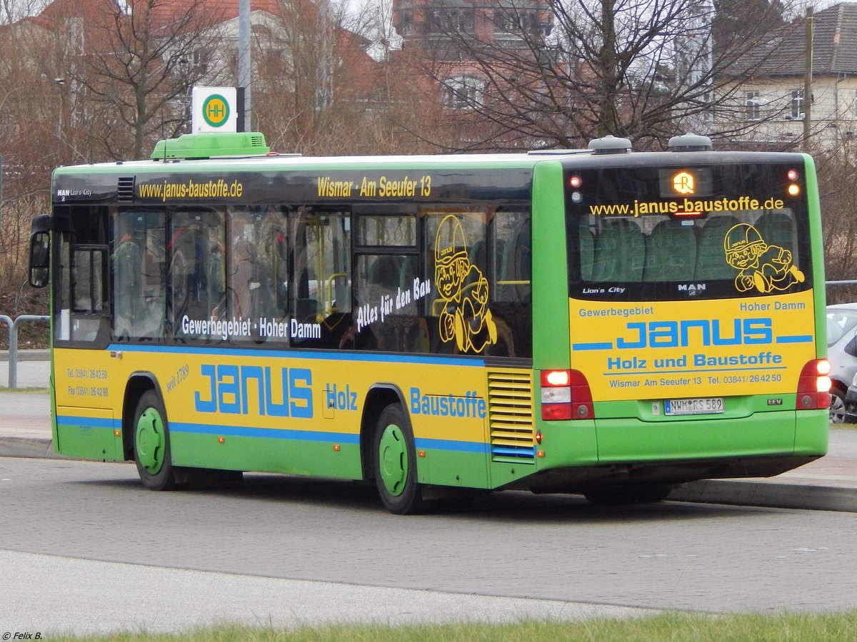 MAN Lion's City der BusBetriebe Wismar in Rostock am 25.01.2018