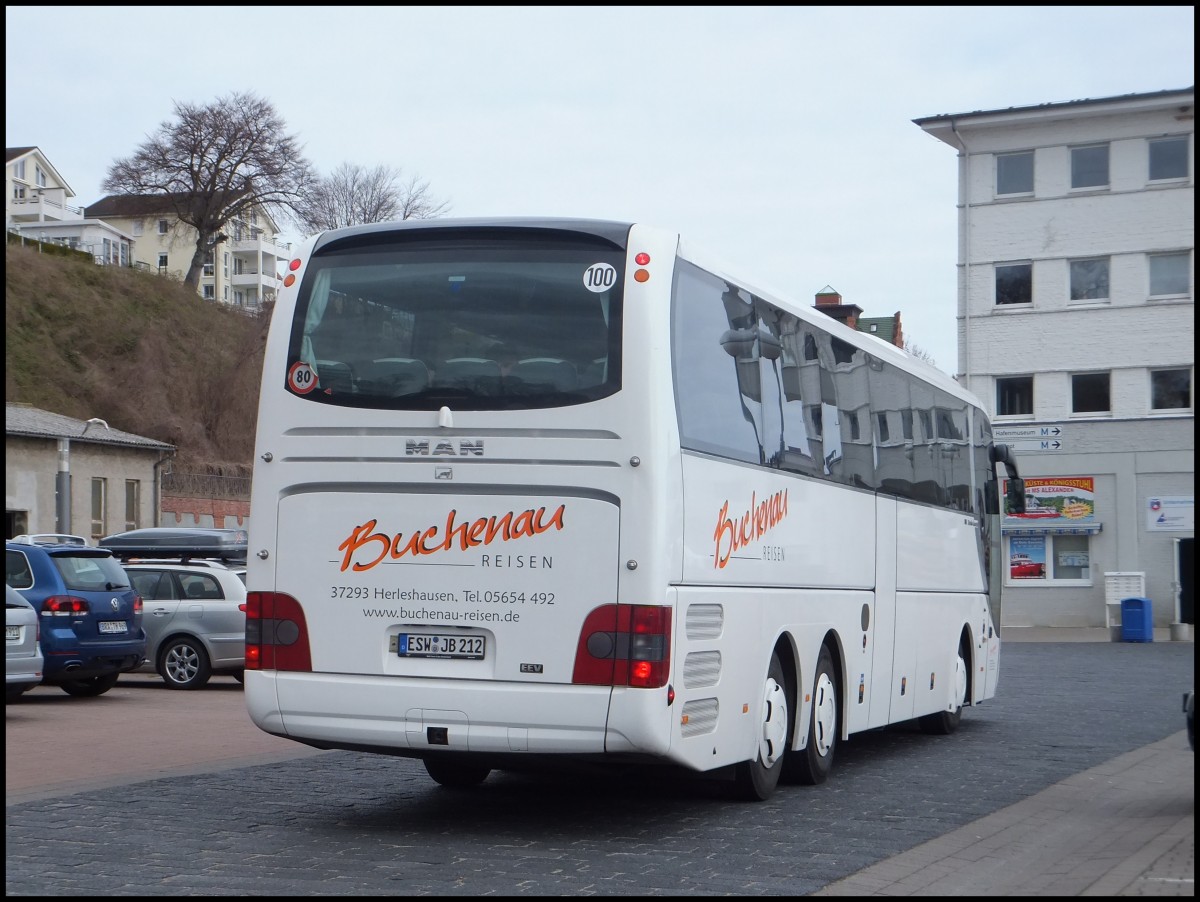 MAN Lion's Coach von Buchenau Reisen aus Deutschland im Stadthafen Sassnitz am 10.04.2014