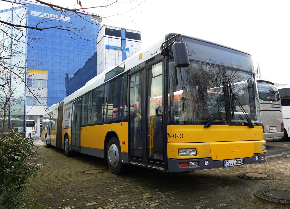 MAN NG 313  '4023' (ex BVG). Aufgenommen in Berlin -Spandau im Januar 2018.