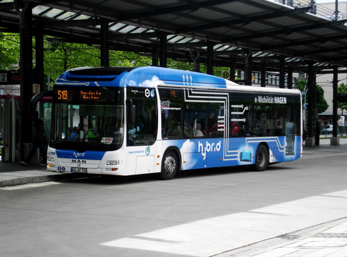MAN Niederflurbus 3. Generation (Lions City) auf der Linie 519 nach Hagen Herdecke Nacken am Hauptbahnhof Hagen.(11.5.2014) 
