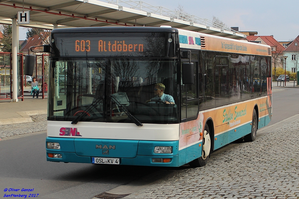 MAN NÜ 263 der Südbrandenburger Nahverkehrsgesellschaft mbH Senftenberg, 2017 als Linie 603 von Senfenberg nach Altdöbern.