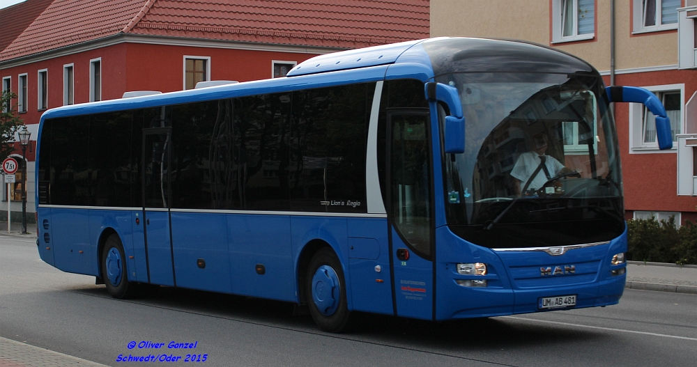 MAN ÜL 314 Lion's Regio des Busunternehmen Kopperman , 2015 in Schwedt/Oder.