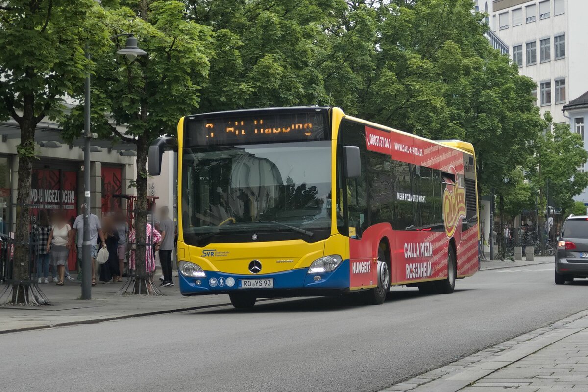 Mercedes-Benz Citaro 2. Generation von Stadtverkehr Rosenheim (RO-YS 93) als Linie 3 in Rosenheim, Münchener Straße. Aufgenommen 3.6.2022.