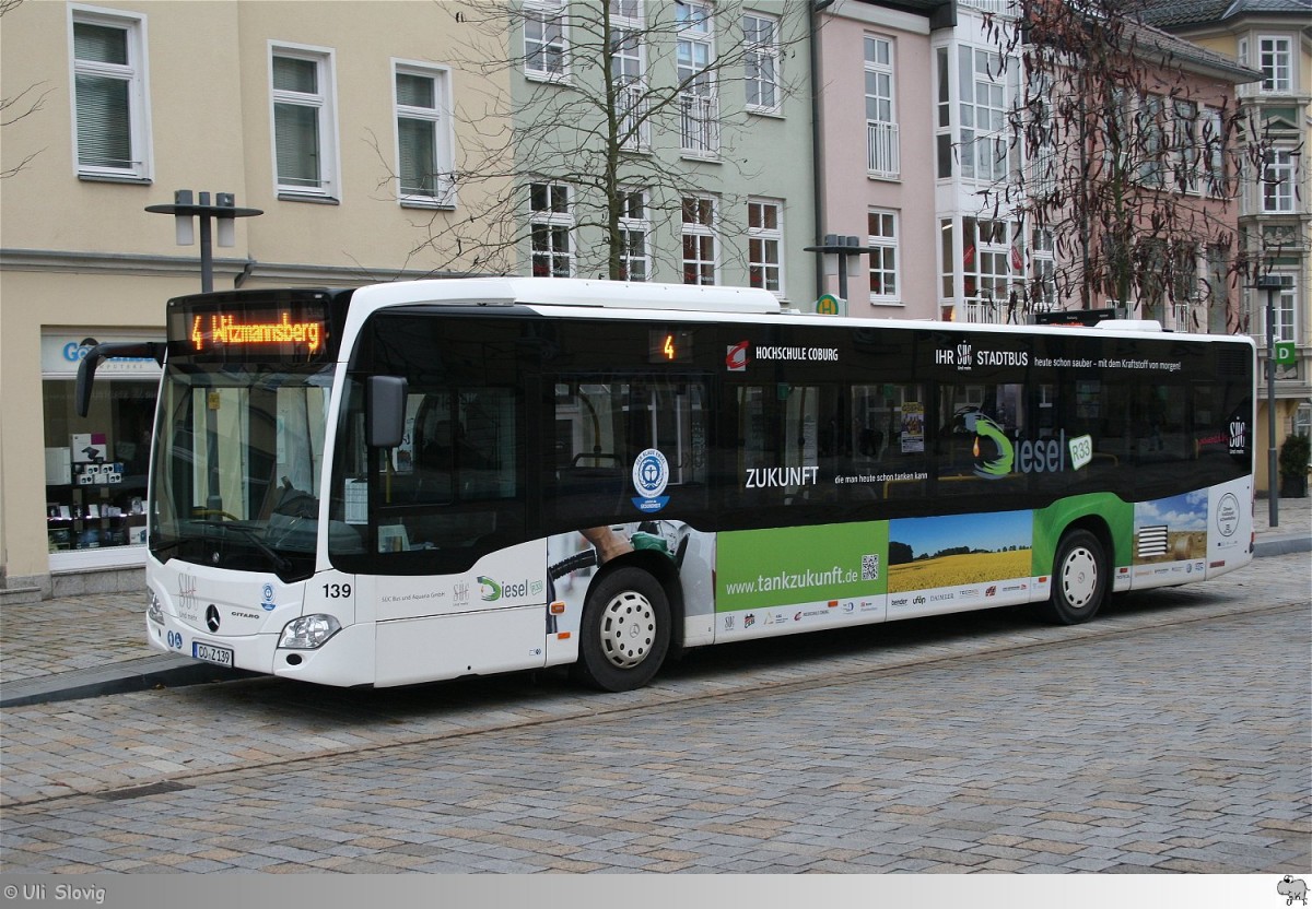 Mercedes Benz Citaro  Städtische Werke Überlandwerke Coburg (SÜC) Bus und Aquaria GmbH  aufgenommen am 19. November 2013 in Coburg