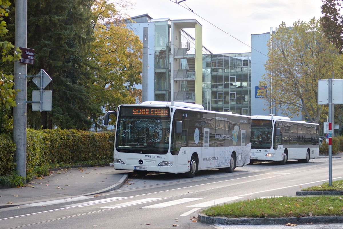 Mercedes-Benz O 530 II (Citaro Facelift) der Innsbrucker Verkehrsbetriebe, Bus Nr. 616 als Schülerbus an der Haltestelle Technik. Aufgenommen 23.10.2019,