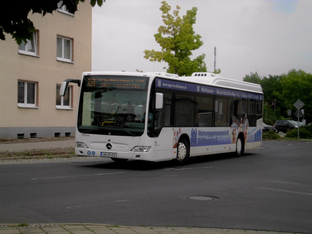 Mercedes-Benz O 530 LE Ü (Citaro) auf der Linie 131 nach Sondershausen am Bahnhof Mühlhausen.(19.08.2015)
