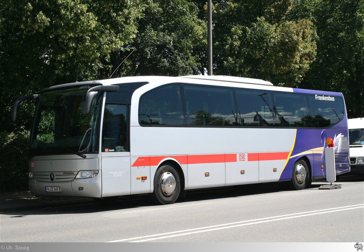 Mercedes Benz Tourino  Omnibusverkehr Franken GmbH / DB Frankenbus . Aufgenommen am 12. Juli 2014 auf den Busparkplatz für das Samba Festival in Coburg.