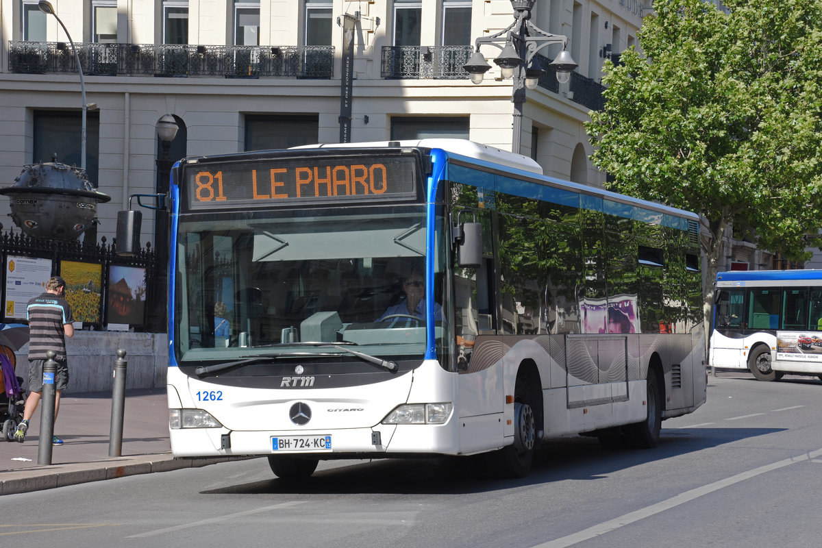 Mercedes Citaro 1262, auf der Linie 81 ist in Marseille unterwegs. Die Aufnahme stammt vom 11.05.2018.
