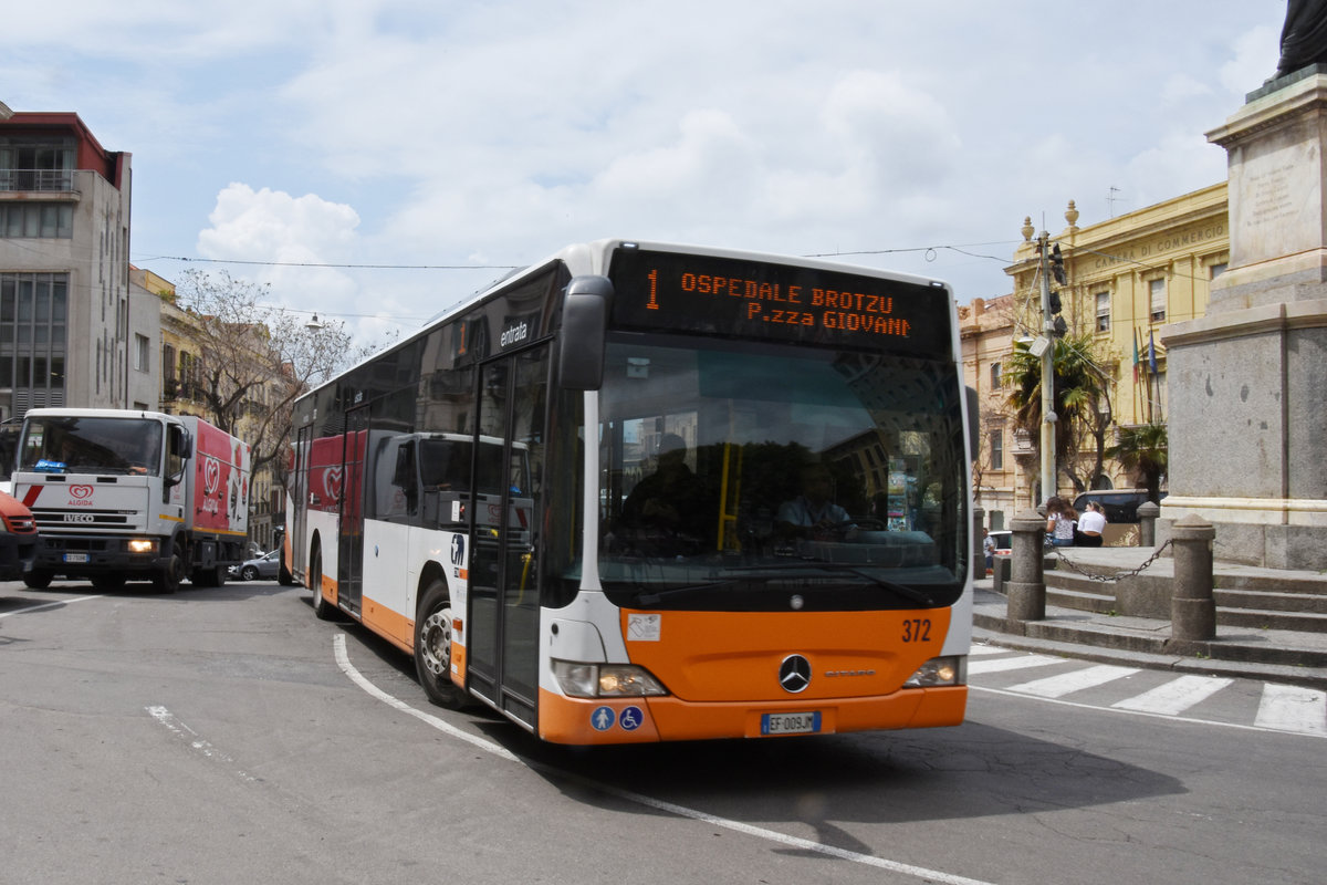 Mercedes Citaro 372, auf der Linie 1, unterwegs in Cagliari. Die Aufnahme stammt vom 08.05.2018.