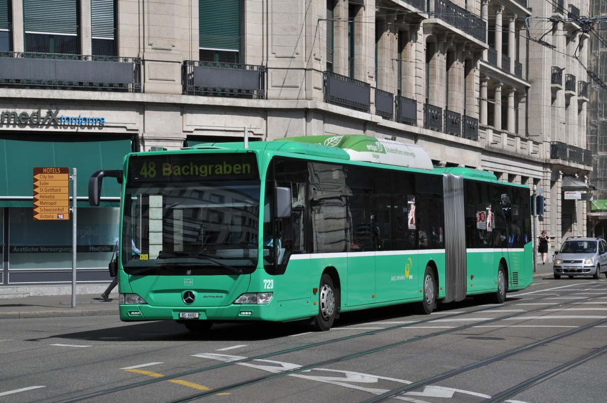 Mercedes Citaro 723 auf der Linie 48 kurz nach dem Bahnhof SBB. Die Aufnahme stammt vom 10.06.2014.