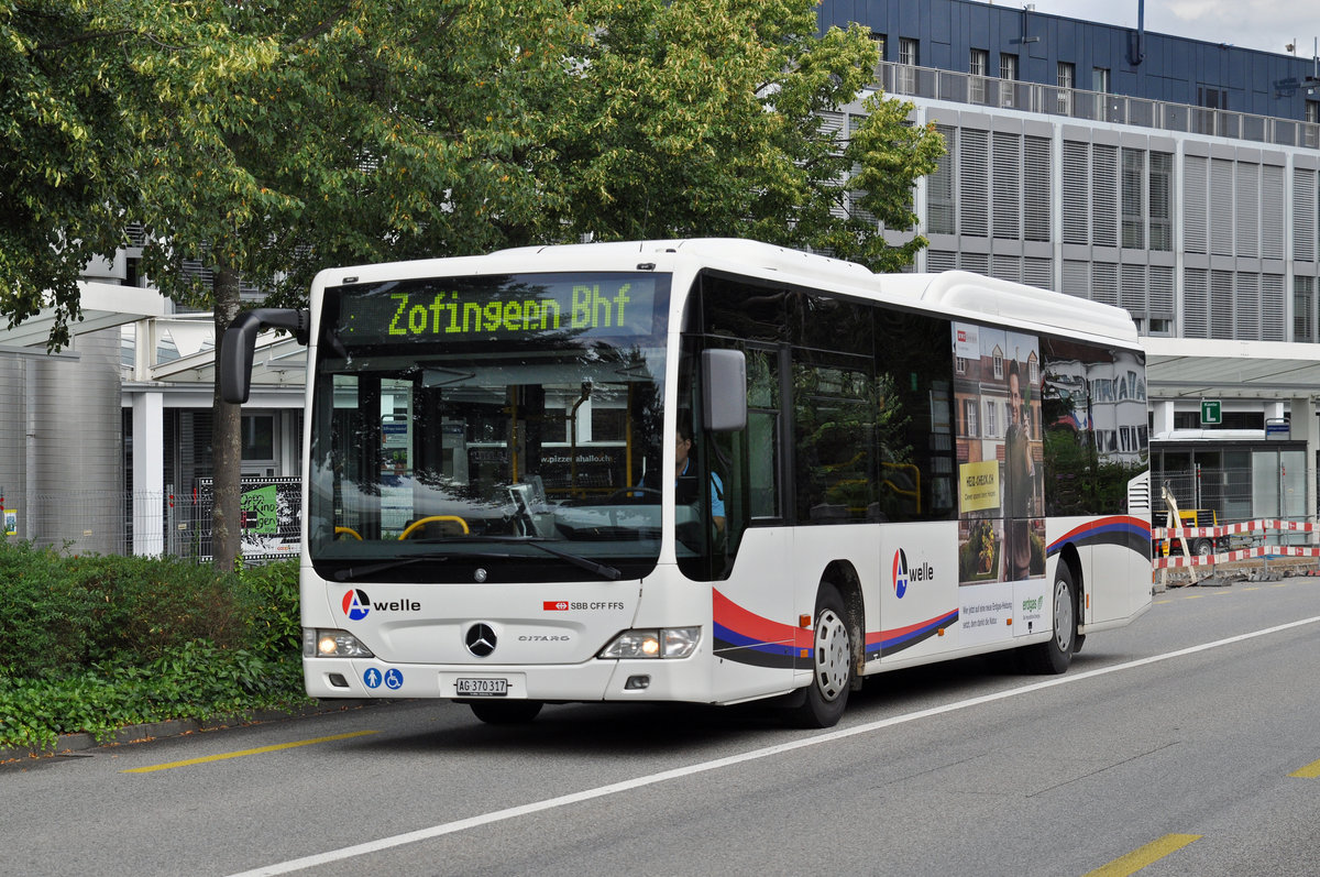 Mercedes Citaro AG 370 317, fährt zum Bahnhof Zofingen. Die Aufnahme stammt vom 09.08.2016.
