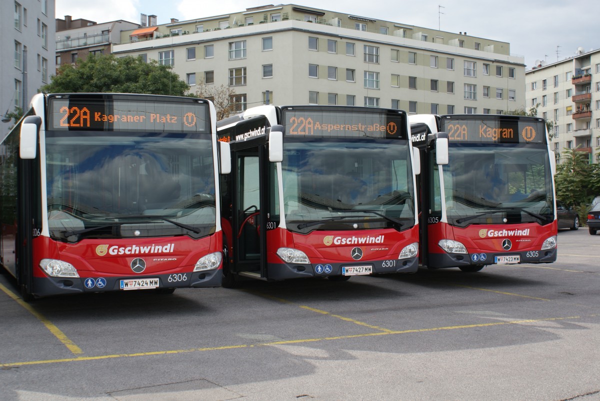Mercedes Citaro C2 der Verkehrsbetriebe Gschwindl am Nordwestbahnhof in Wien am 02.10.2013