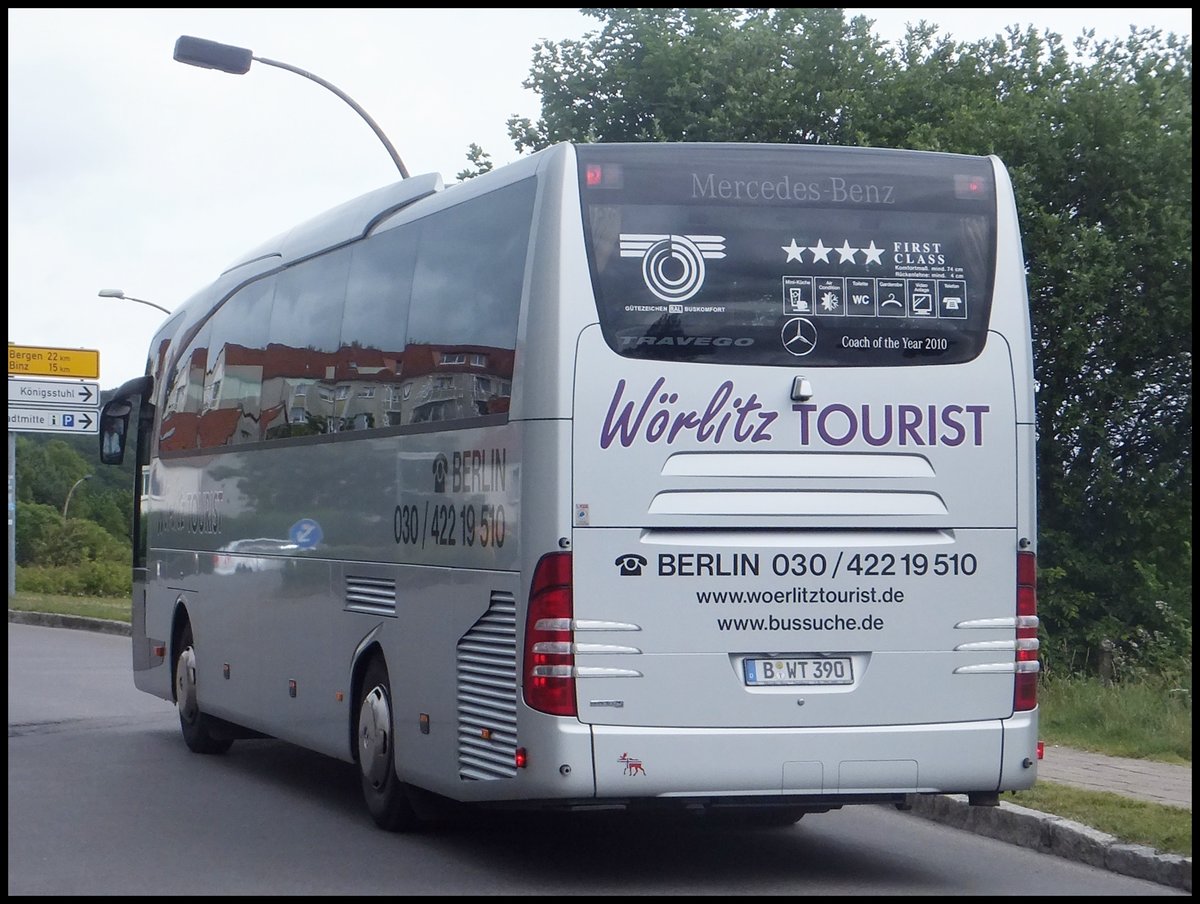 Mercedes Travego von Wörlitz Tourist aus Deutschland im Stadthafen Sassnitz am 21.06.2014