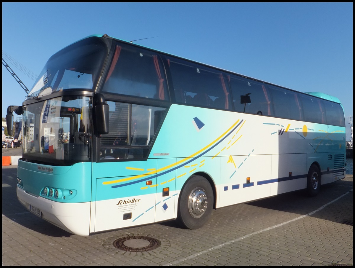 Neoplan Cityliner von Schieer (ex Plm Reisen) aus Deutschland im Stadthafen Sassnitz am 24.10.2013
