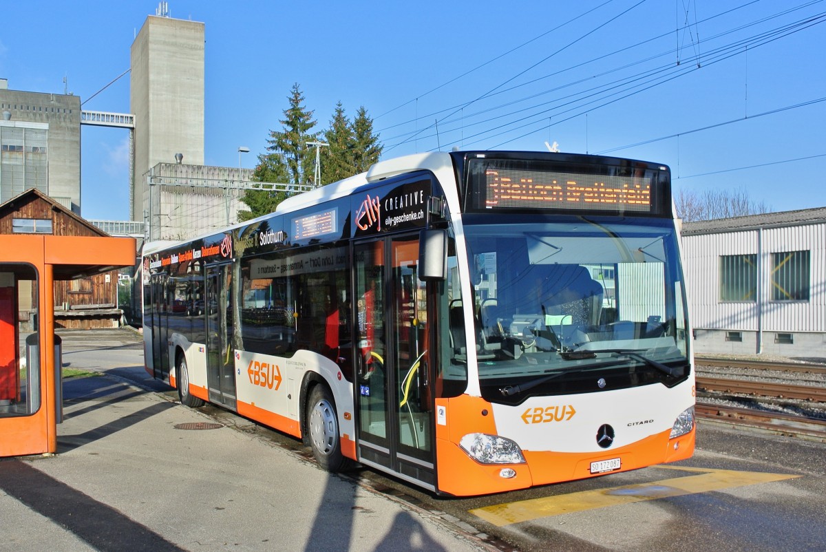 Nun sind auch die Citaro C 2 Standarbusse des BSU in Betrieb. Wagen 87 auf der Linie 3 bei der Endhalstestelle Lohn-Lterkofen Bahnhof, 30.11.2013.