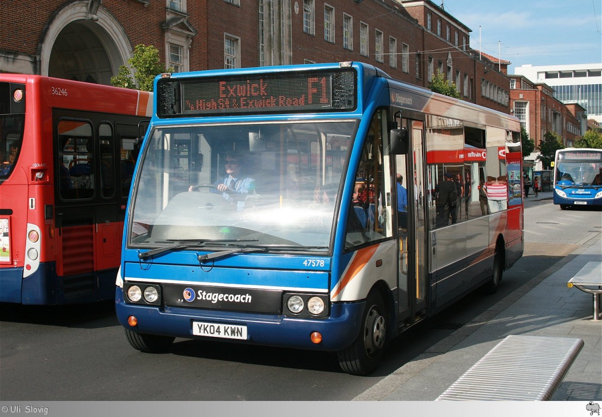 Optare Solo  Stagecoach  # 47578. Aufgenommen am 6. August 2014 in Exeter / England.