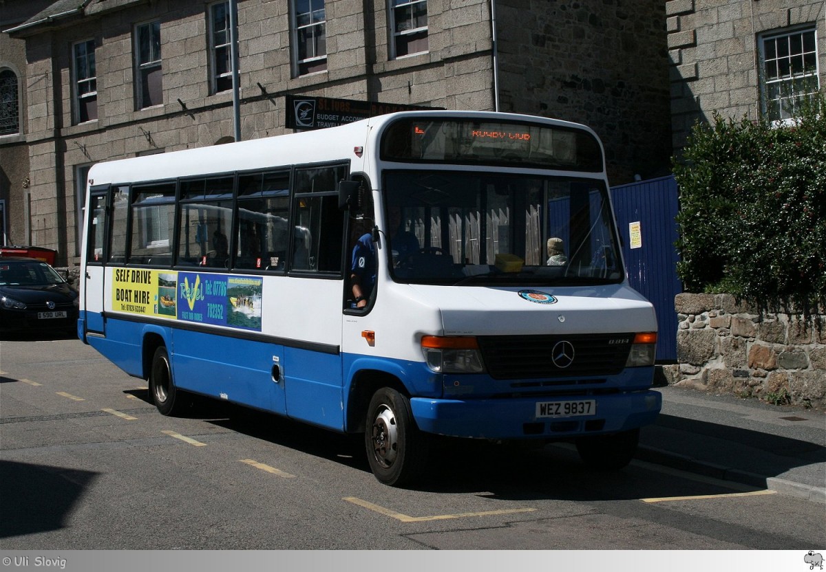 Plaxton Beaver auf Mercedes O 814 Chassis  St. Ives Bus Co . Aufgenommen am 7. August 2014 in St. Ives / England.