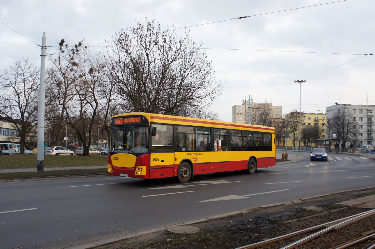 Polen / Stadtbus Lodz: Jelcz M121MB3 / Jelcz Mastero - Wagen 2609, aufgenommen im März 2015 an der Haltestelle  Pabianicka - R. Lotn. Lwowskich  in Lodz.