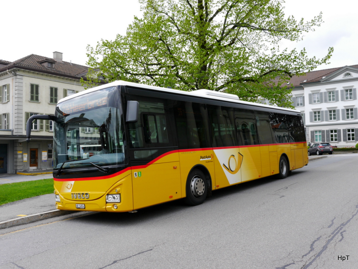 Postauto - Iveco Crossway AR 14854 bei den Haltestellen in Heiden am 15.05.2016