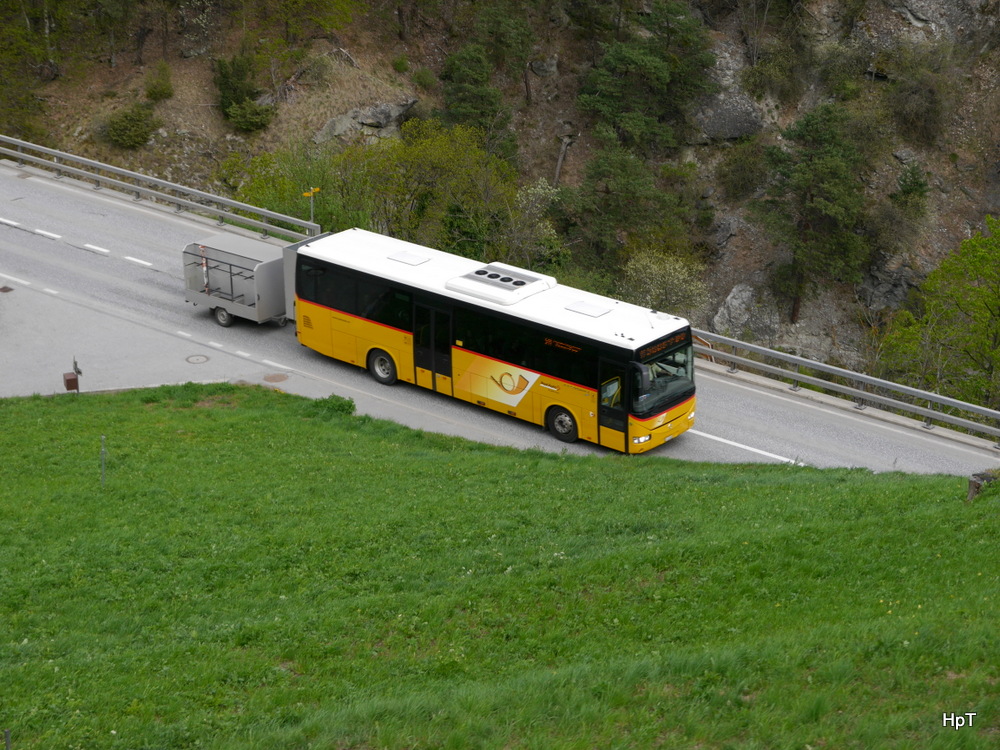 Postauto - Iveco Irisbus Crossway  VS  35460. unterwegs bei Stalden-Saas am 12.04.2014