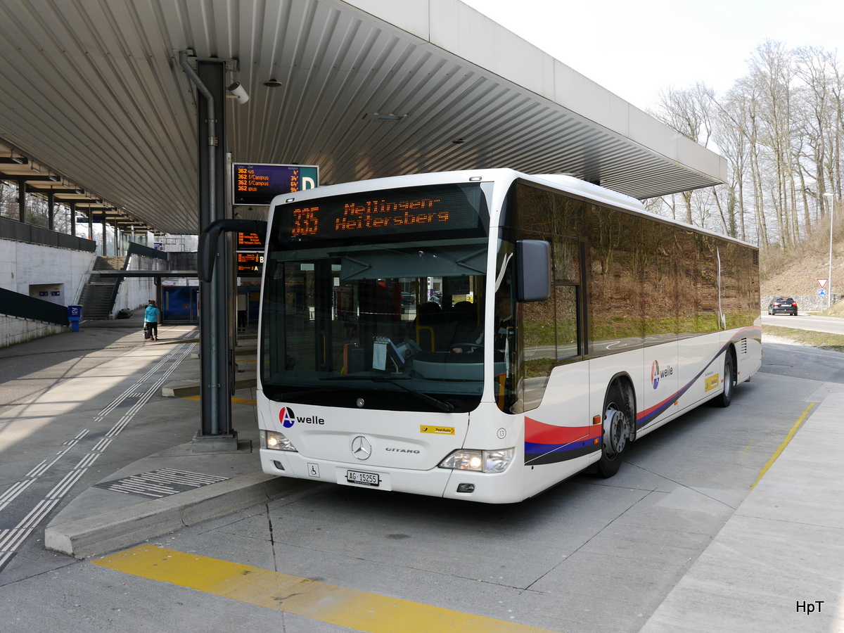Postauto - Mercedes Citaro AG 15255 bei der Haltestellen Melligen-Heitersberg am 11.03.2016