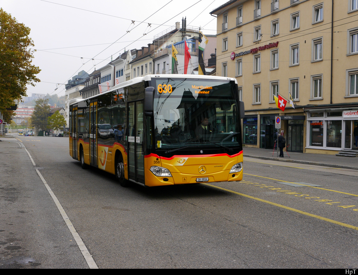 Postauto - Mercedes Citaro  SH  9816 unterwegs in Schaffhausen am 20.10.2018