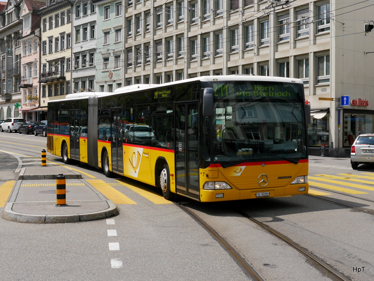 Postauto - Mercedes Citaro TG 52209 unterwegs in der Stadt St. Gallen am 15.05.2016