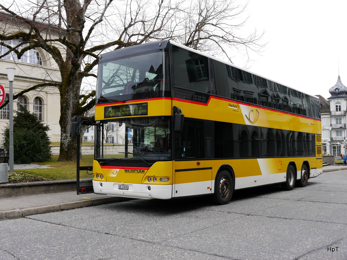 Postauto - Neoplan Doppelstockbus  AR 14838 in Heiden am 09.03.2018