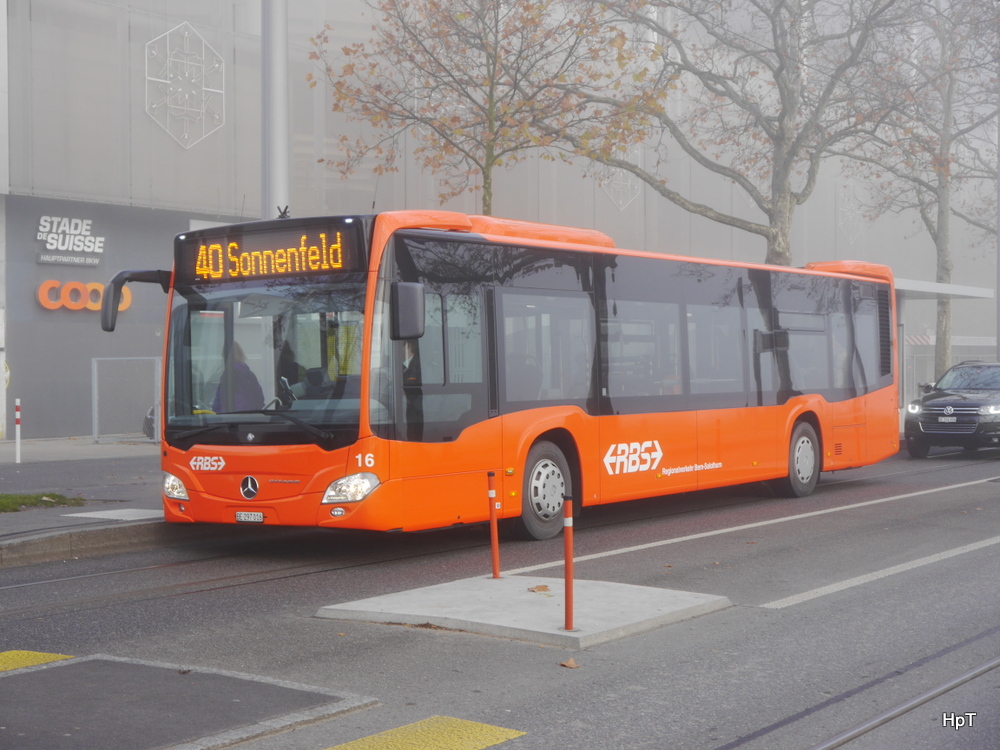 RBS - Mercedes Citaro Nr.16  BE  297016 unterwegs auf der Linie 40 bei der Haltestelle Wankdorf Center am 22.11.2014