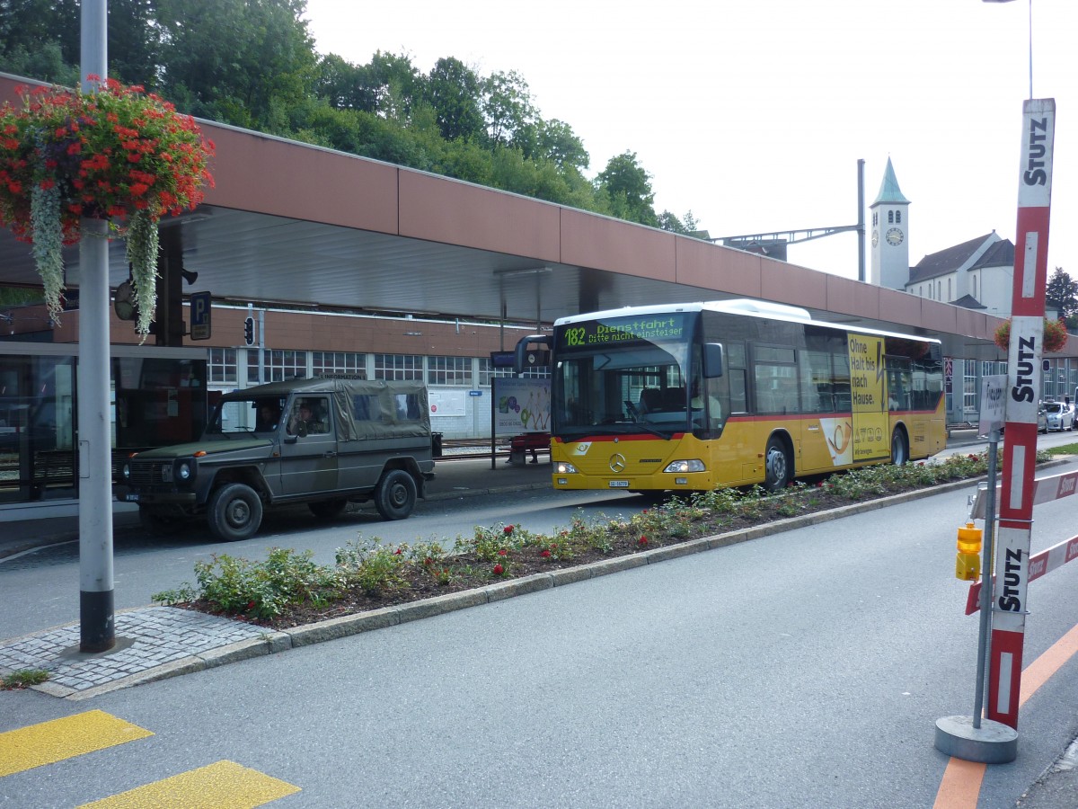 Region Ostschweiz, PostAuto Betriebe AG Unteres Toggenburg, 9604 Lütisburg: MB O530 Ü Citaro (2004) SG 16'779, am 20. August 2015 beim Bahnhof in 9100 Herisau