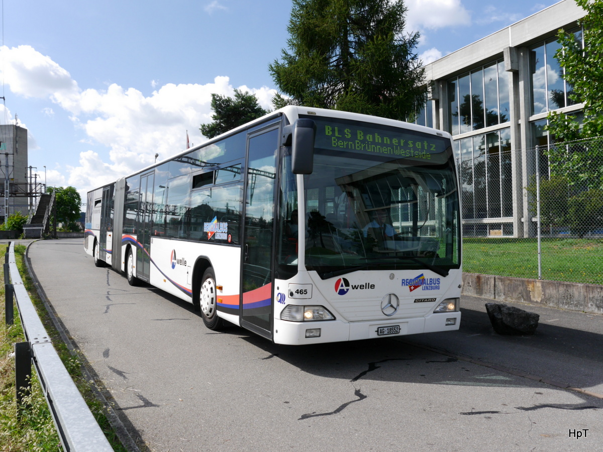 Regionalbus Lenzburg / EUROBUS - Mercedes Citaro Nr.465  AG 18552 in Kerzers als Bahnersatz für die BLS Zwischen Kerzers und Bern Brünnen am 15.07.2017