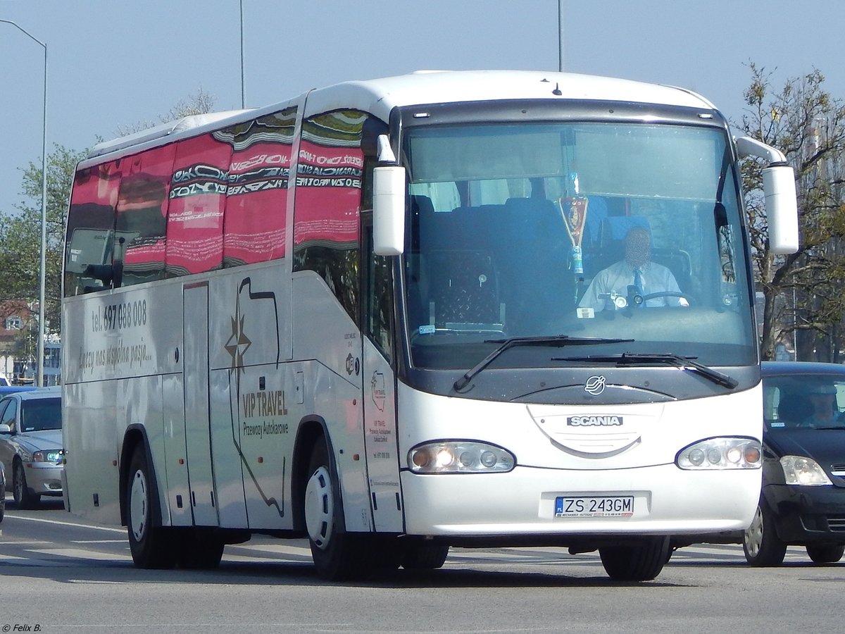 Scania Irizar von VIP Travel - Przewozy Autokarowe aus Polen in Stettin am 18.04.2018
