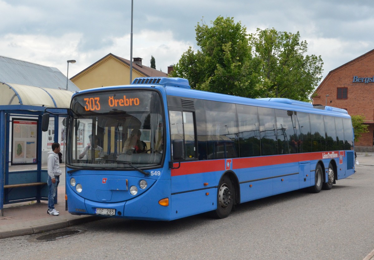 Scania Scala Linienbus, hier am Bahnhof Lindesberg  Richtung Oerebro beobachtet am 13.07.2014.