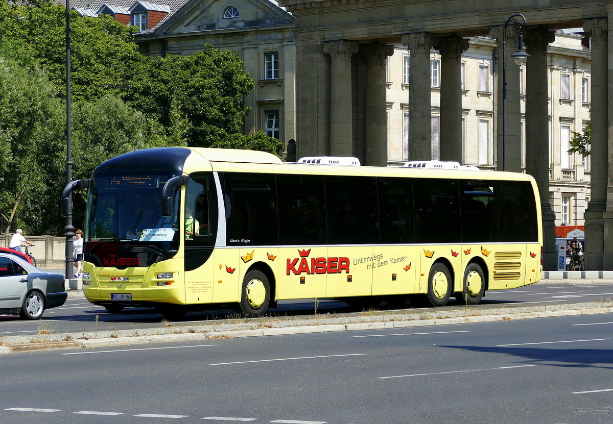 Schienenersatzverkehre (SEV) S3, S5, S7 und S9 der S -Bahn Berlin mit dem MAN Lion's Regio von ''Kaiser-Busbetrieb'', Berlin / Staße des 17.Juni, im Juli 2018. (Teil I.)