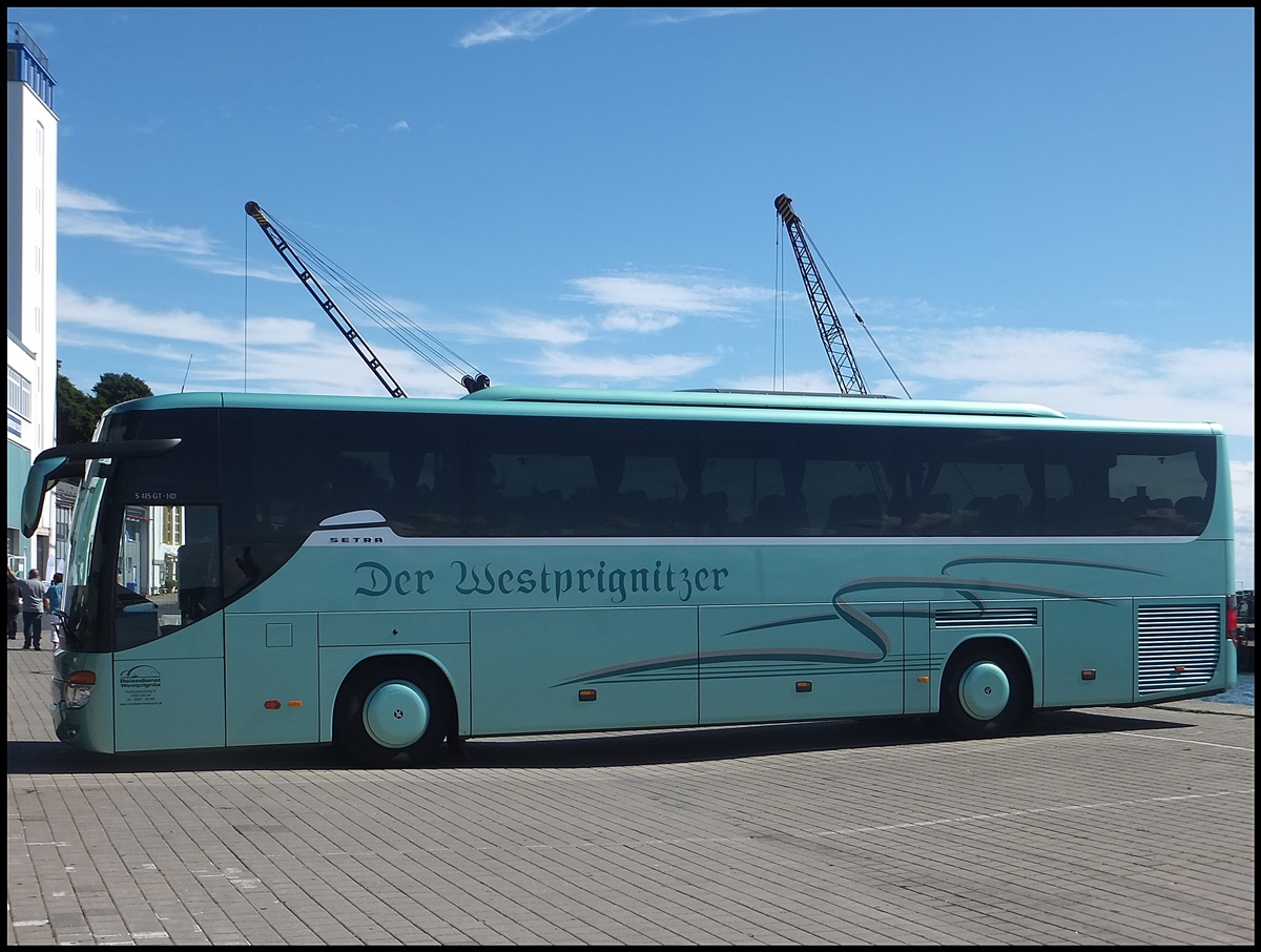 Setra 415 GT-HD von Der Westprignitzer aus Deutschland im Stadthafen Sassnitz am 11.08.2013