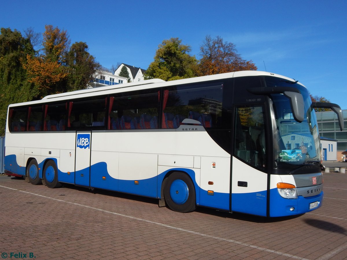 Setra 416 GT-HD von der Usedomer Bäderbahn im Stadthafen Sassnitz am 30.10.2016