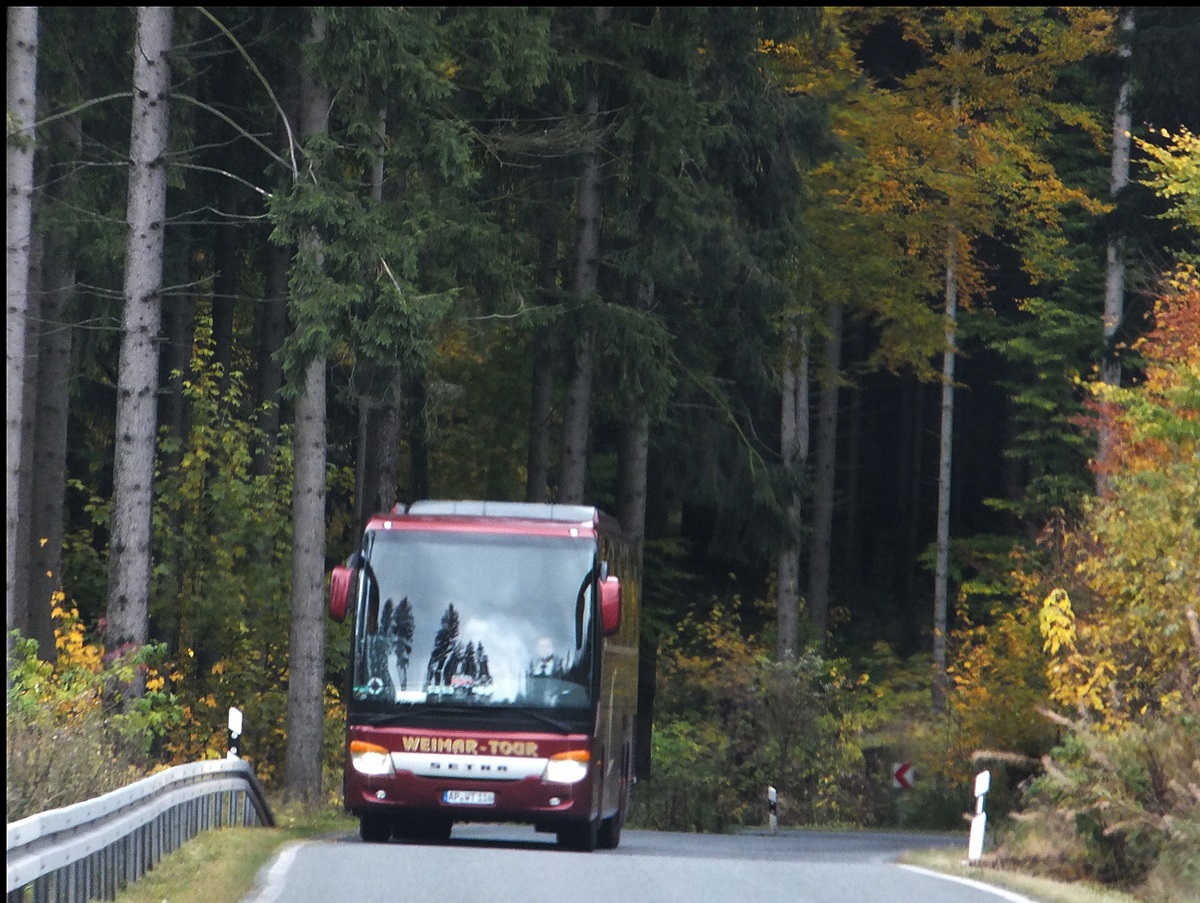 Setra 416 GT-HD von Weimar-Tour aus Deutschland in der Nhe von Sttzerbach am 18.10.2013
