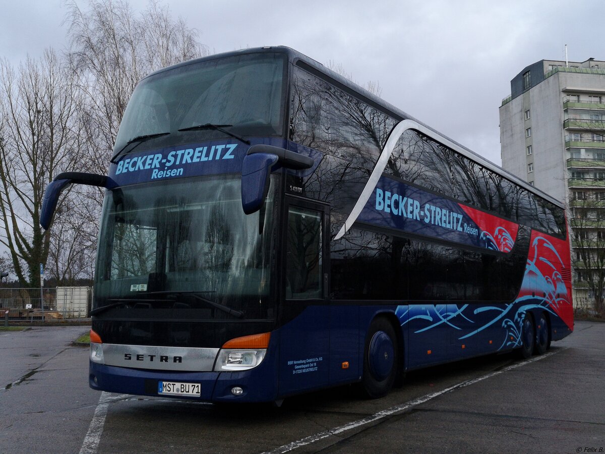 Setra 431 DT von Becker-Strelitz Reisen aus Deutschland in Neubrandenburg am 20.01.2019