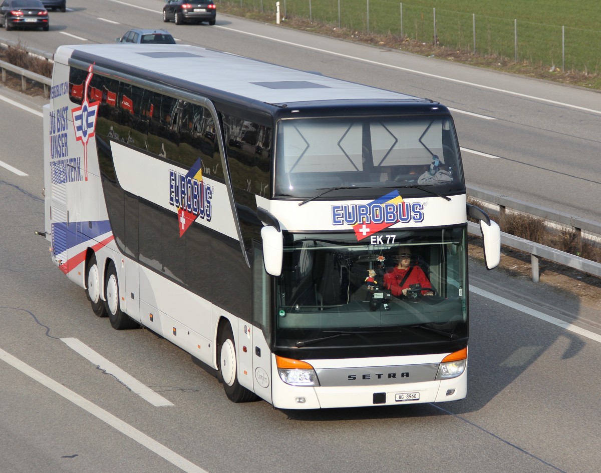 Setra 431 DT EK Eurobus, Oensingen mars 2015
. bus officielle de l'léquipe de hockey sur glace de Kloten