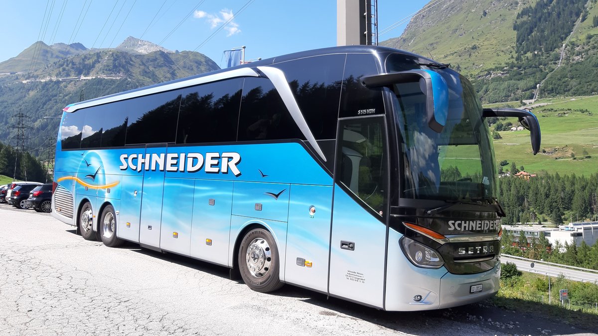 Setra 515 HDH (SO 28514) in Airolo CH, Schneider Reisen und Transport AG, Langendorf, Aufgenommen am 31. August 2019