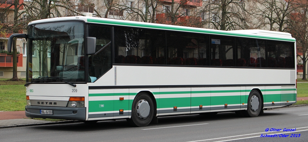 Setra S 315 UL, Wagennummer 209, der Barnimer Busgesellschaft mbH, 2015 in Schwedt/Oder.