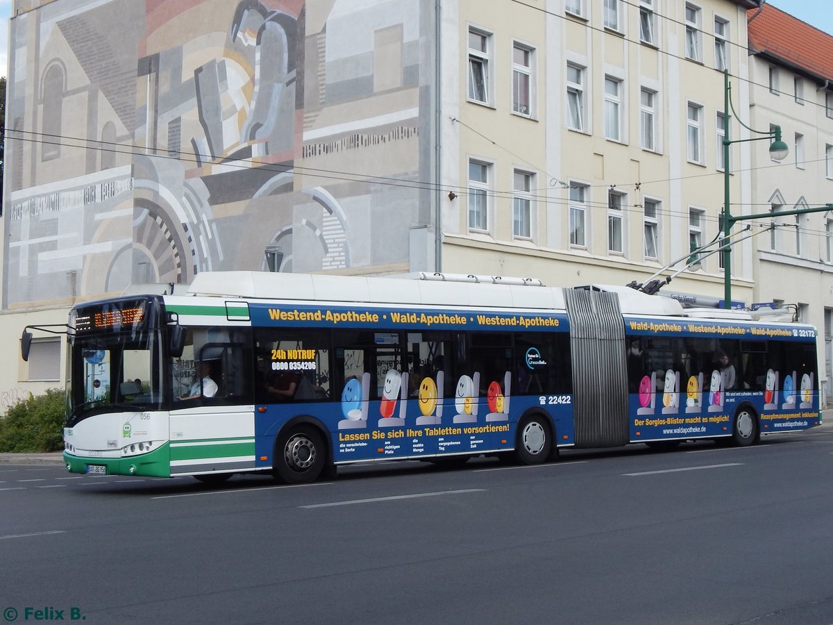 Solaris Trollino 18 der Barnimer Busgesellschaft in Eberswalde am 09.06.2016