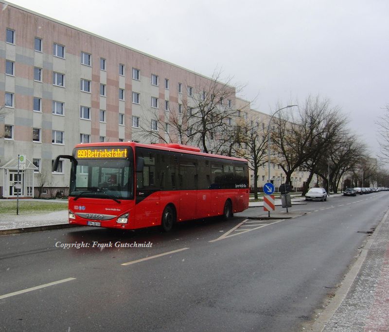 SPN - DB 160 als Betriebsfahrt Linie 890, Stadtlinie Guben, Hst. Guben Friedensstraße, 03.02.15

