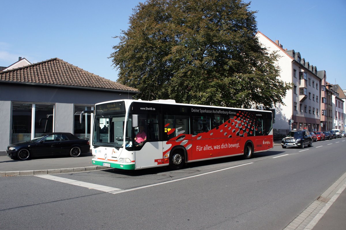 Stadtbus Aschaffenburg / Verkehrsgemeinschaft am Bayerischen Untermain (VAB): Mercedes-Benz Citaro der Stadtwerke Aschaffenburg Verkehrs-GmbH (STWAB), aufgenommen im September 2016 in der Nähe vom Hauptbahnhof in Aschaffenburg.