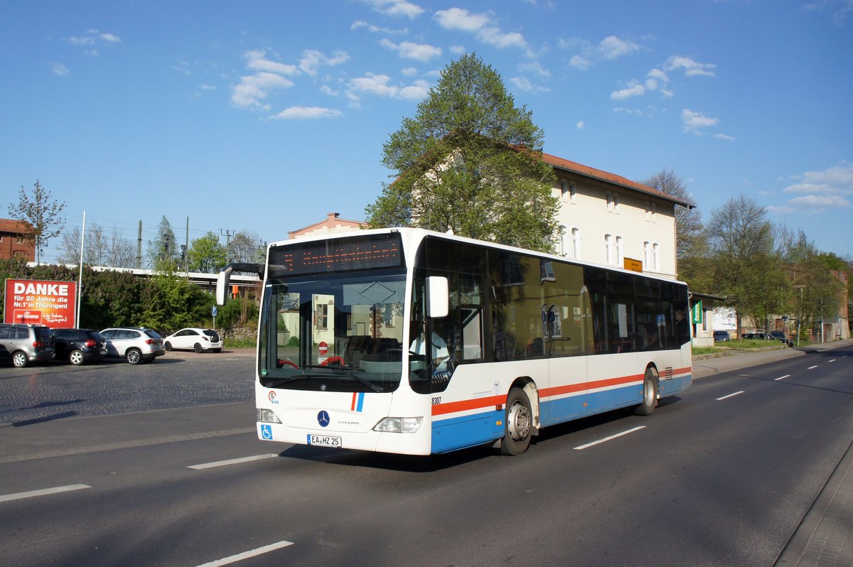 Stadtbus Eisenach: Mercedes-Benz Citaro Facelift der KVG Eisenach, eingesetzt im Stadtverkehr. Aufgenommen am Hauptbahnhof von Eisenach im Mai 2016.