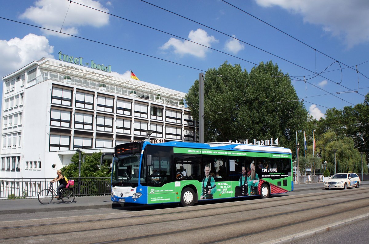 Stadtbus Heilbronn / Heilbronner Hohenloher Haller Nahverkehr GmbH (HNV): Mercedes-Benz Citaro C2 LE der SWH (Stadtwerke Heilbronn GmbH) - Wagen 89, aufgenommen im Juli 2016 im Stadtgebiet von Heilbronn.