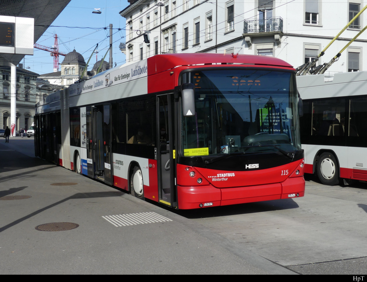 Stadtbus Winterthur - Hess Trolleybus Nr.115 unterwegs in Winterthur am 05.02.2021